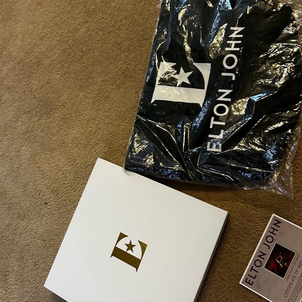 Elton John Black Tote Bag and Memorabilia